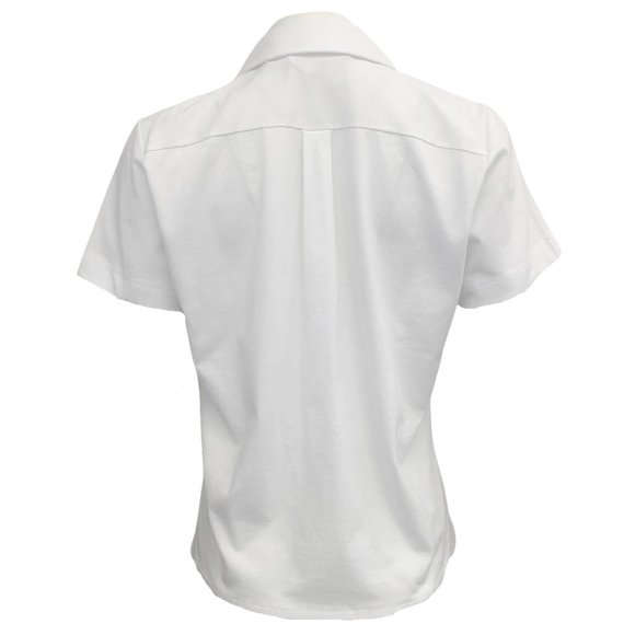 Tao Comme Des Garcons White Short Sleeve Top with Eyelet Ruffle - Picture 3 of 4
